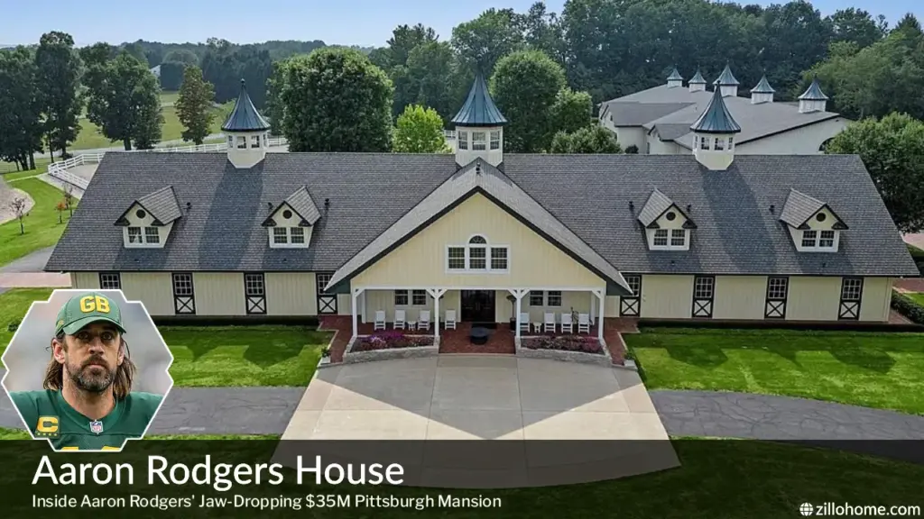 Aaron Rodgers House exterior view of the $35 million equestrian estate in Canonsburg Pennsylvania