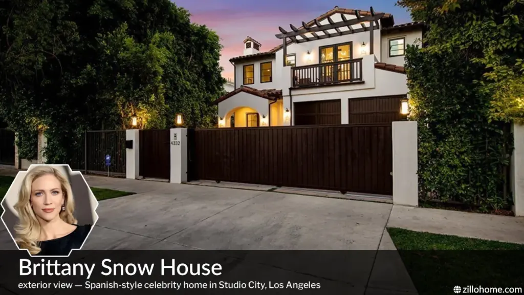 Brittany Snow House exterior view — Spanish-style celebrity home in Studio City, Los Angeles