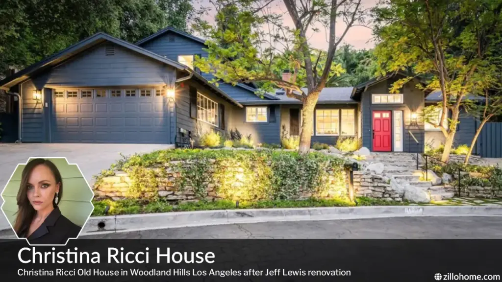Christina Ricci Old House exterior in Woodland Hills Los Angeles after Jeff Lewis renovation