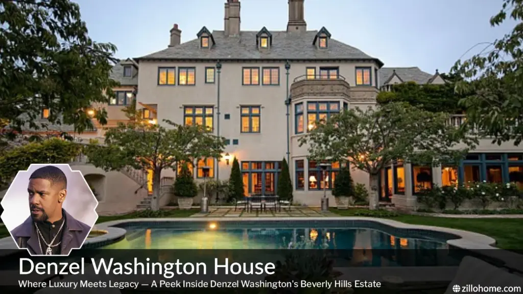 Denzel Washington House exterior view in Beverly Hills California luxury estate