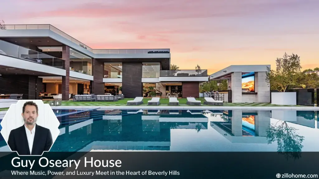 Guy Oseary House — Beverly Hills luxury estate exterior with pool and landscaped grounds