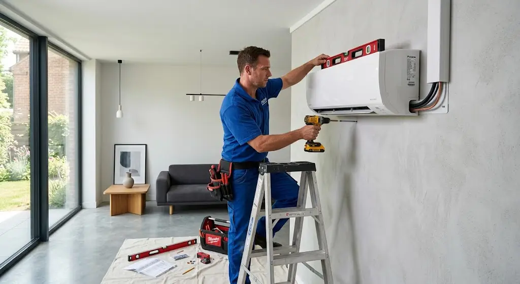 Installing a mini-split indoor unit on a wall