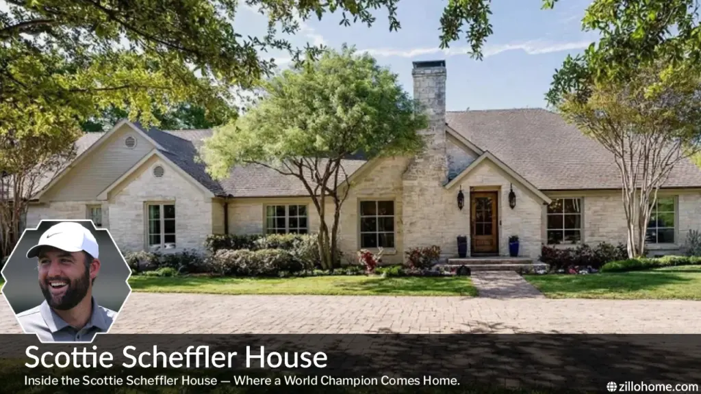 Scottie Scheffler House exterior view in Bluffview Dallas Texas ranch-style stone architecture