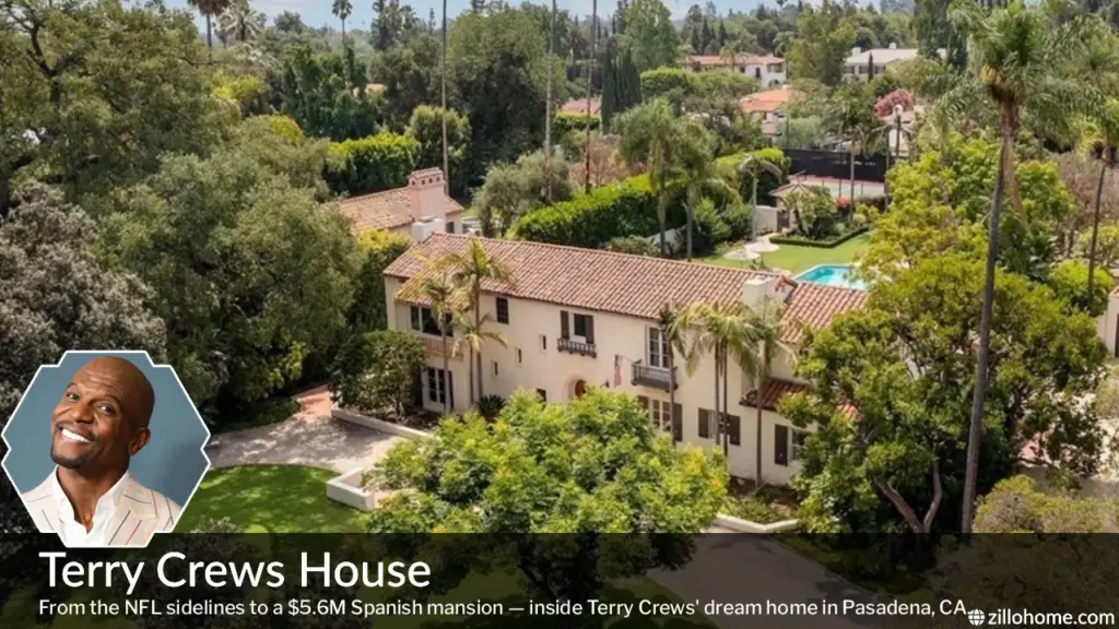 Terry Crews House exterior view of the Spanish-style Pasadena estate in Los Angeles County, California