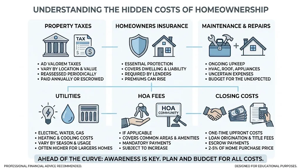 Infographic showing the average hidden annual costs of homeownership in 2025