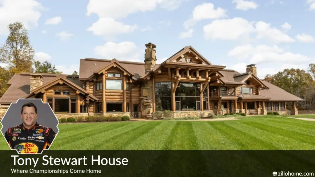 Tony Stewart House exterior view of ranch estate in Columbus Indiana