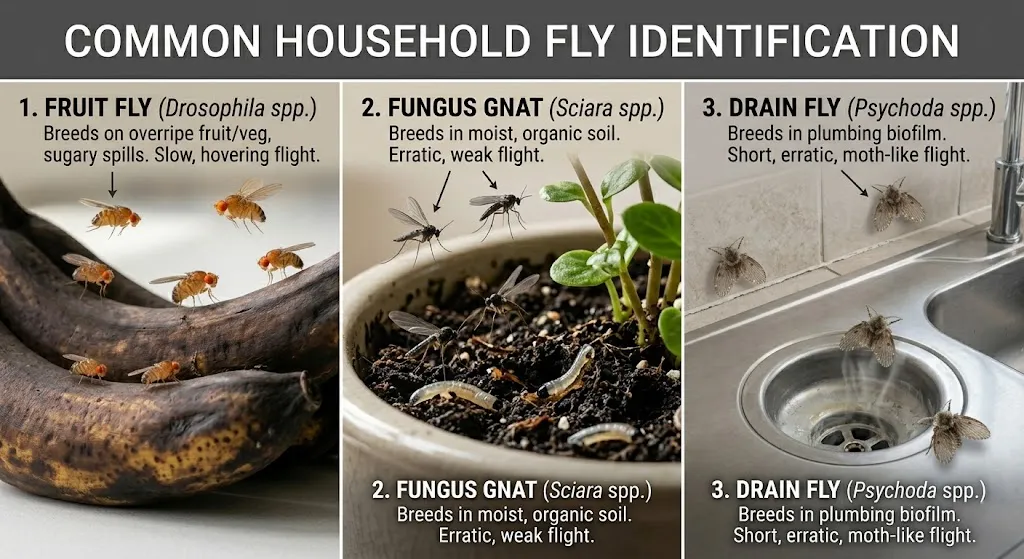 Types of common household gnats