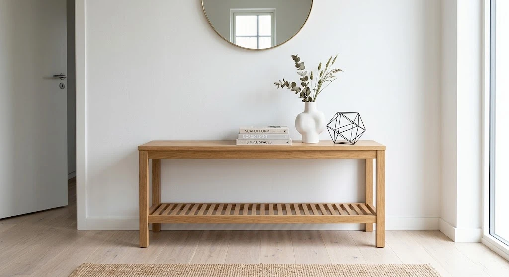 Minimalist console table in modern interior design