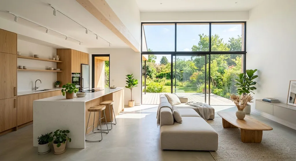 Open concept modern home interior with natural lighting and minimal design.