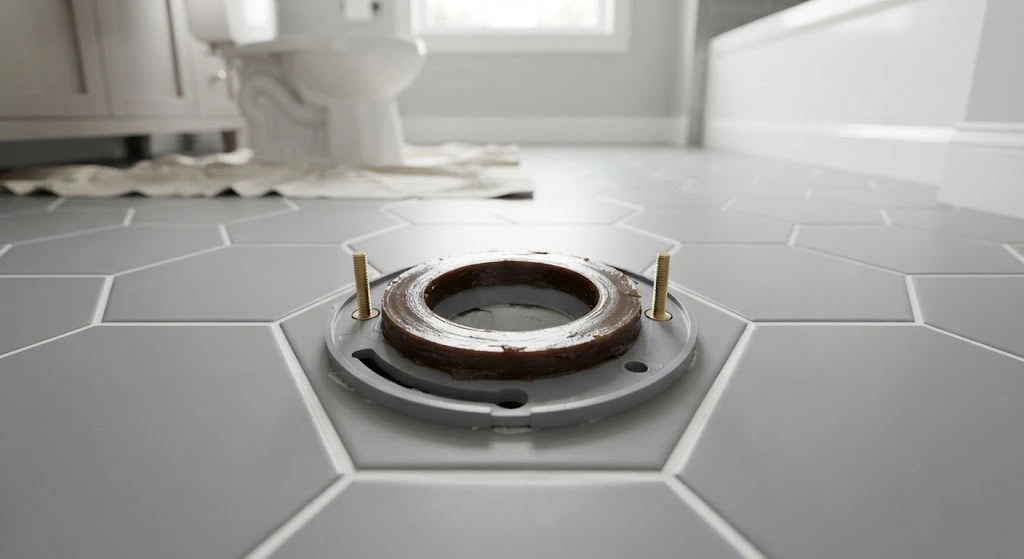 Replacing a toilet wax ring during a plumbing repair