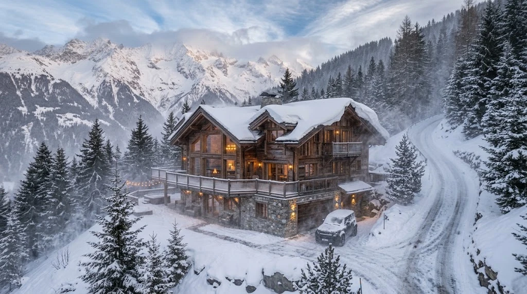 Mountain house designed for steep terrain and heavy snow