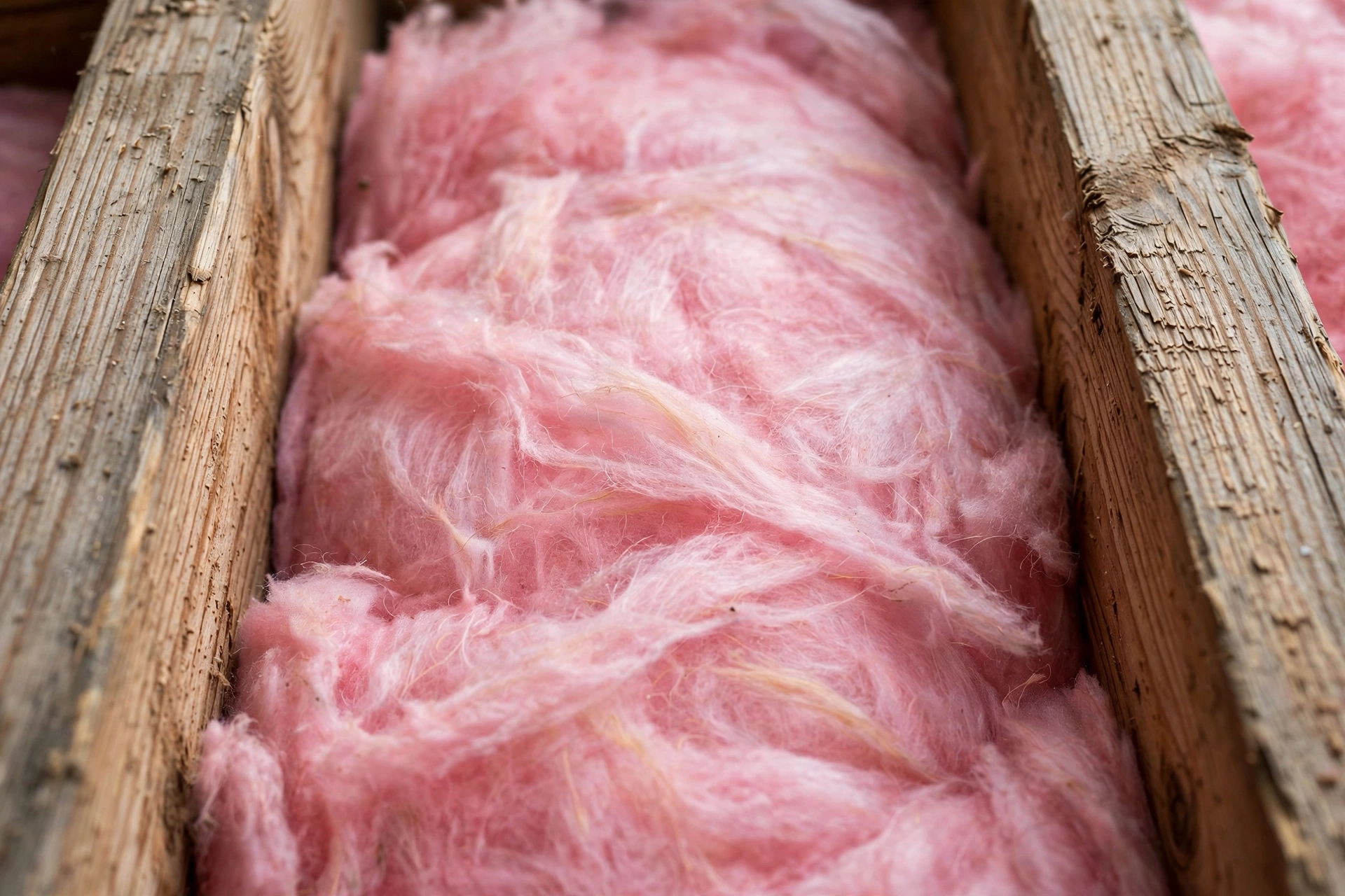 Fiberglass batt insulation between attic joists