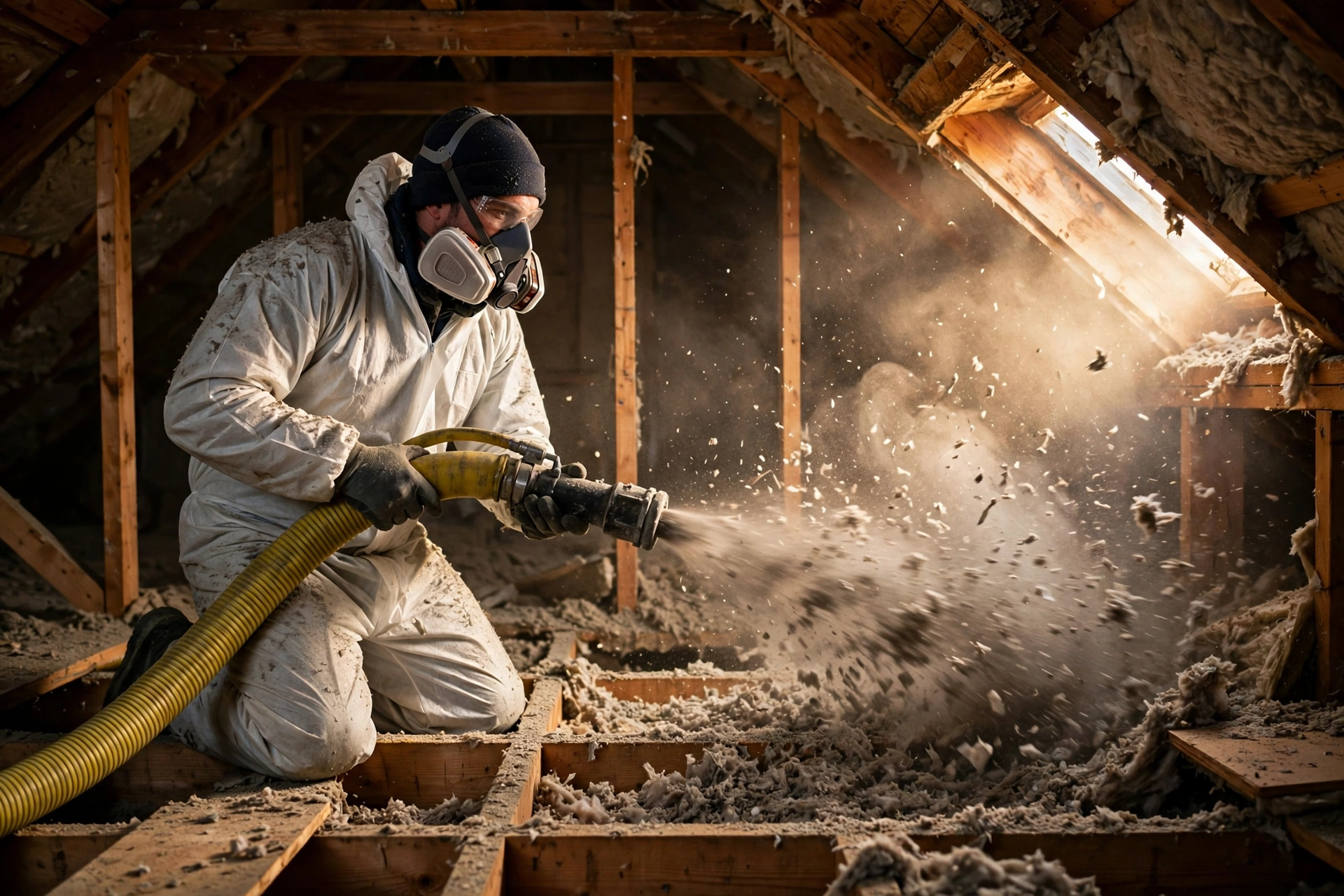 Blowing cellulose insulation into an attic