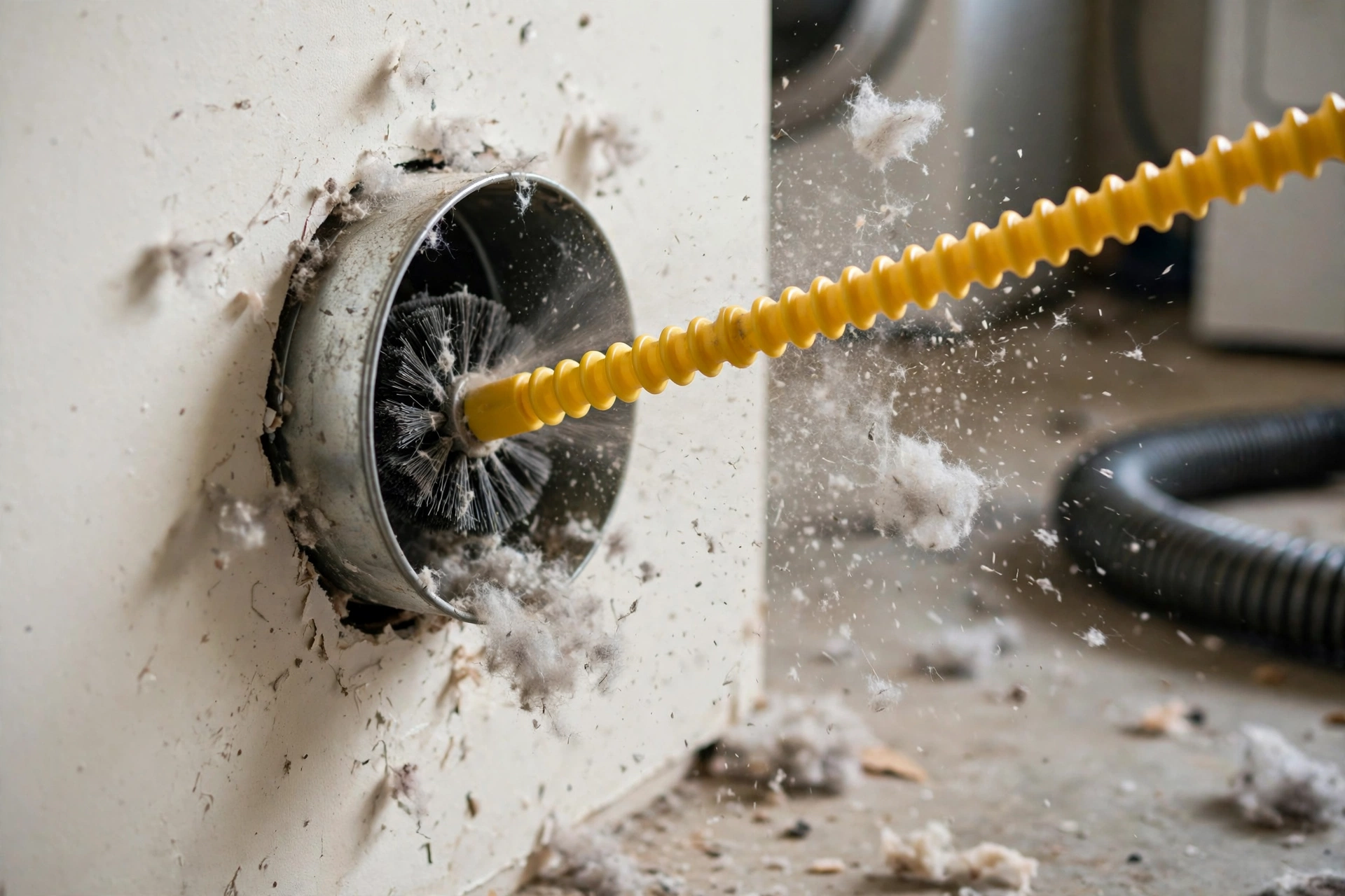 Cleaning a dryer vent with flexible brush rods