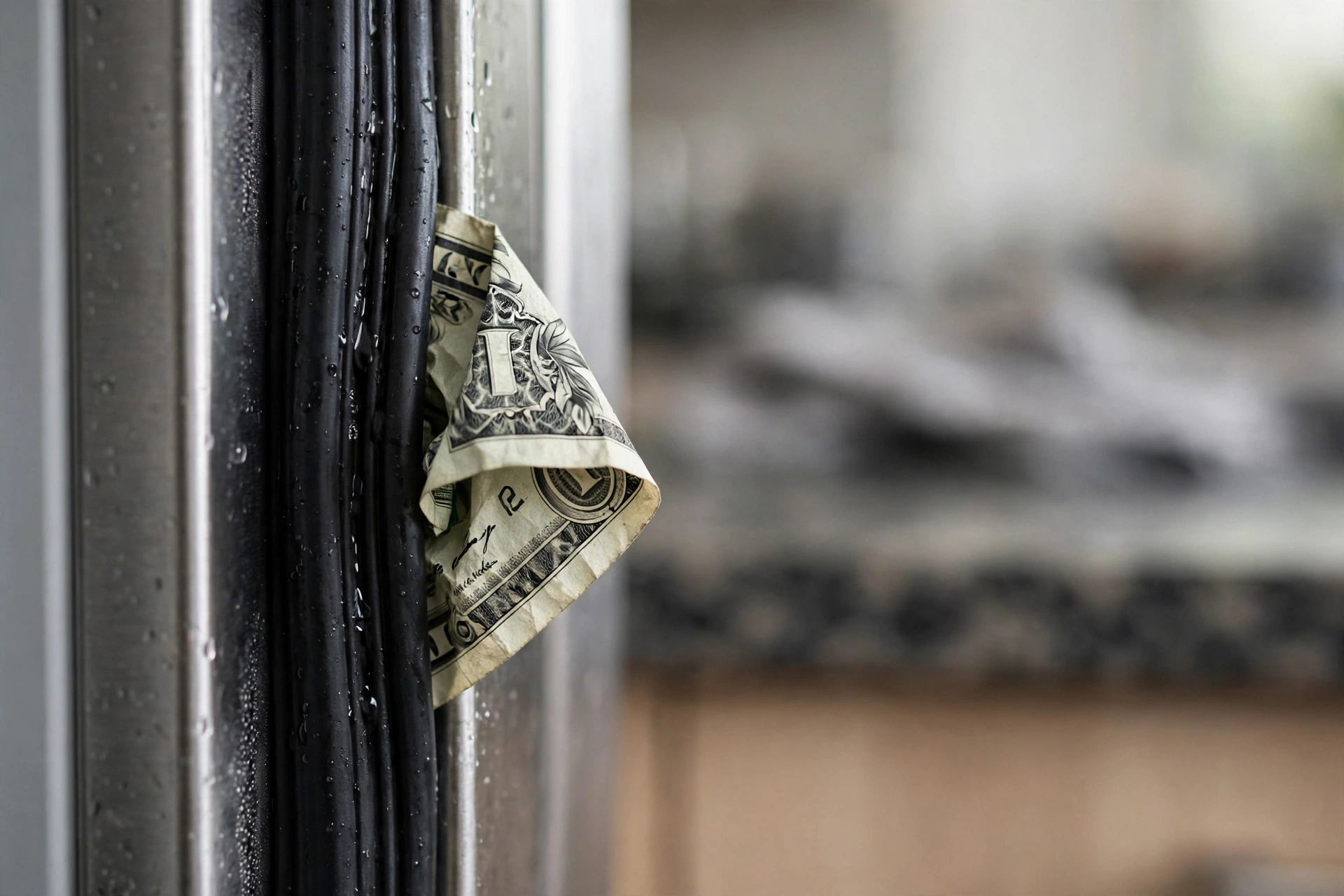Testing a refrigerator door seal with a dollar bill