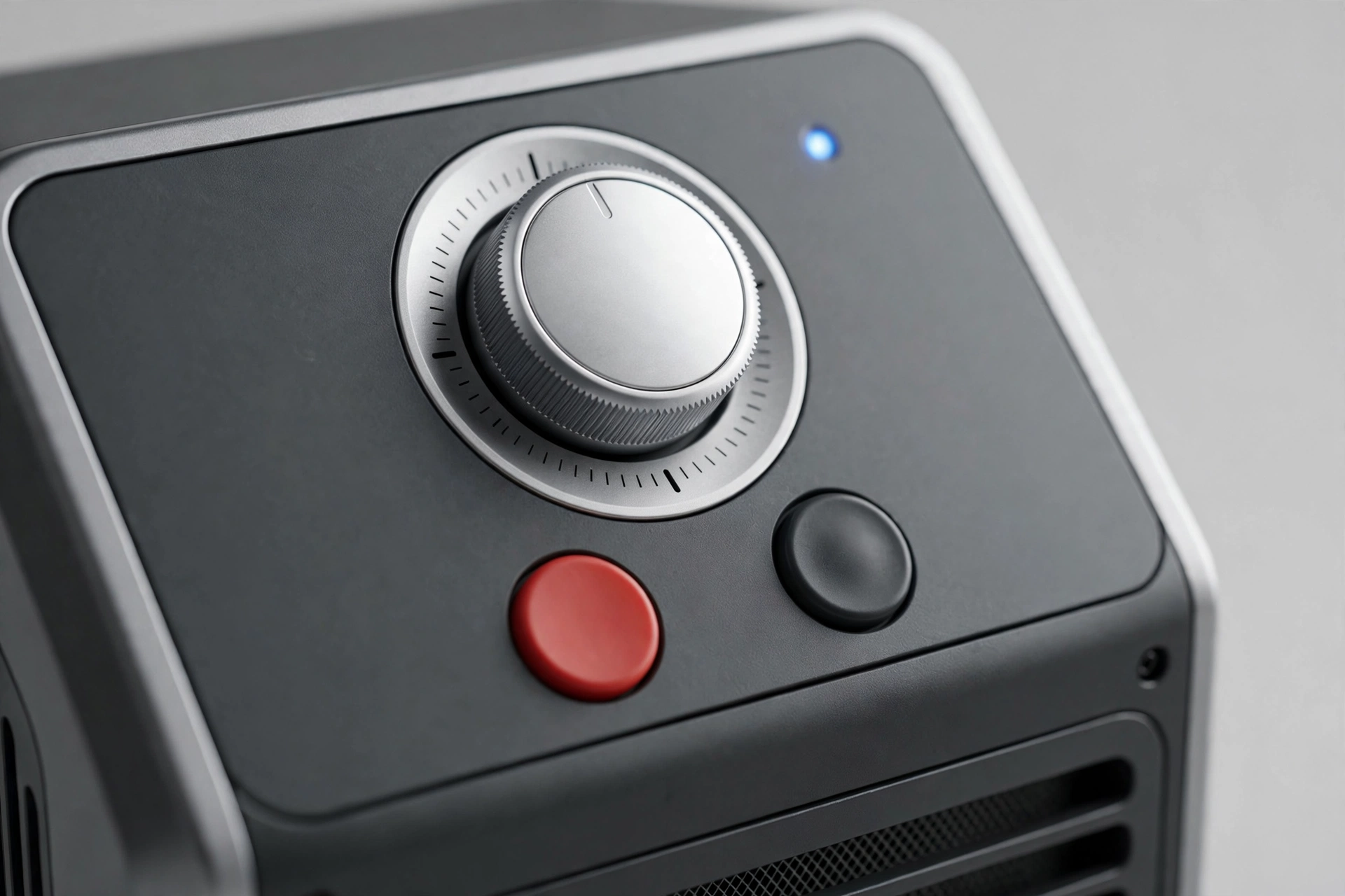 Space heater thermostat and safety controls