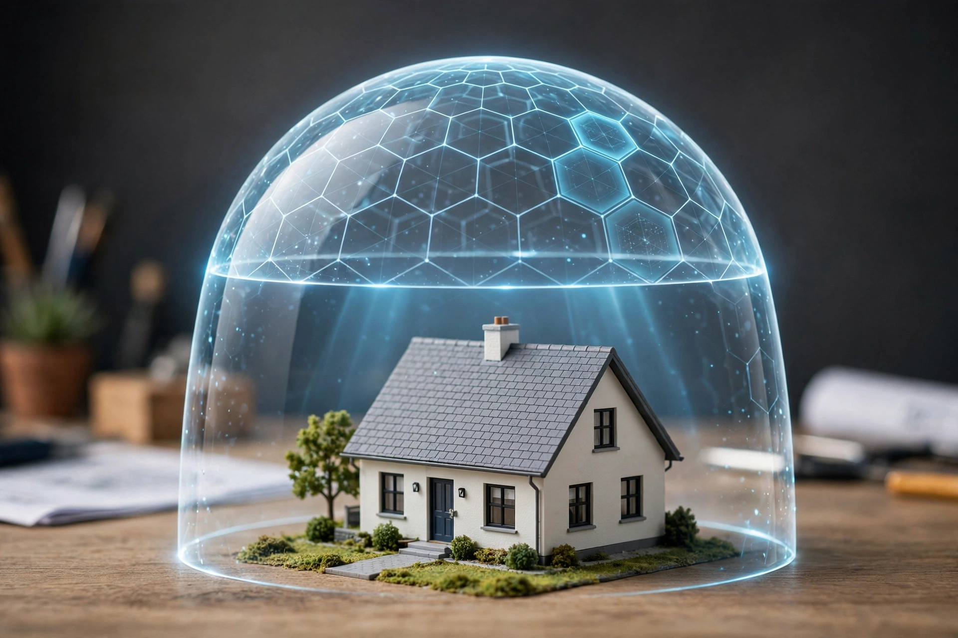 House protected by home insurance concept