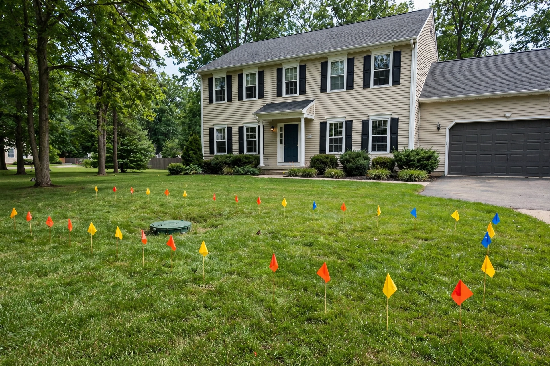 Grassy yard over a septic drain field area