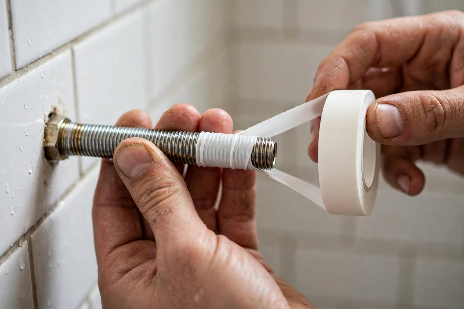 Wrapping Teflon tape on shower arm threads