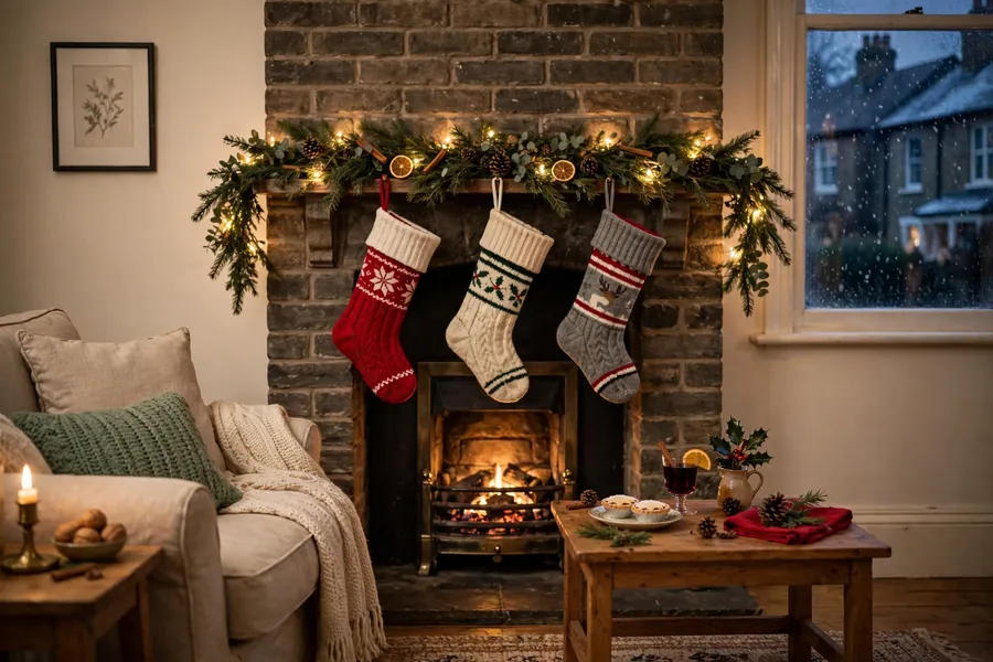 UK Christmas Traditions at Home 2026 stockings hung at home on Christmas Eve